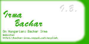 irma bachar business card